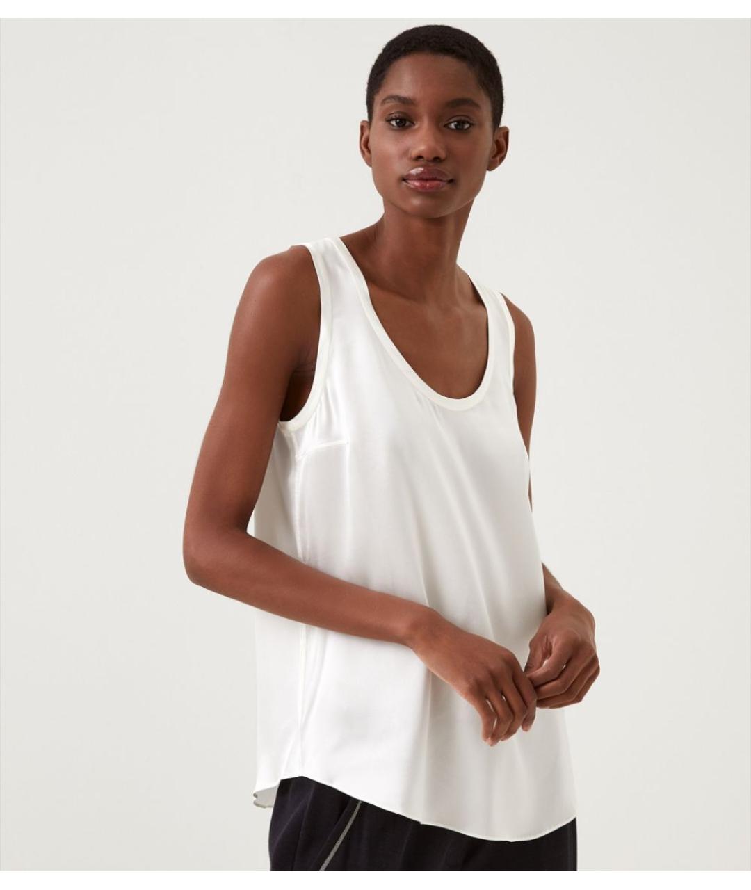 BRUNELLO CUCINELLI Белая шелковая майка, фото 8