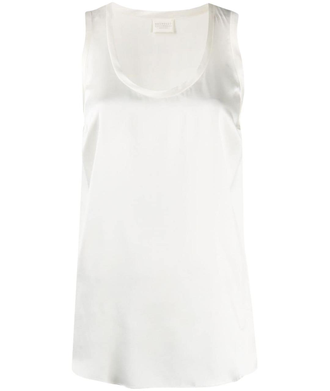 BRUNELLO CUCINELLI Белая шелковая майка, фото 1