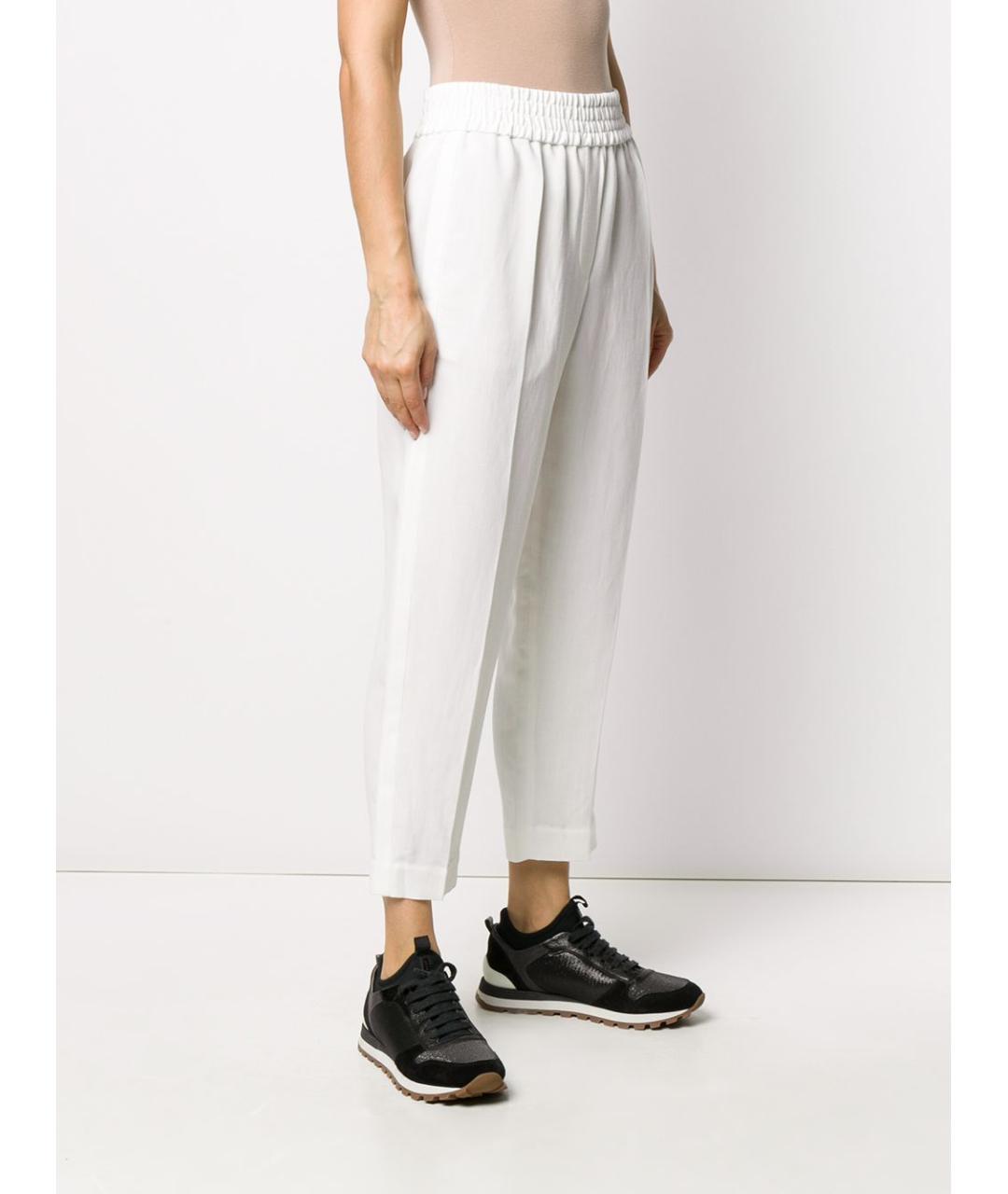 BRUNELLO CUCINELLI Белые льняные прямые брюки, фото 4