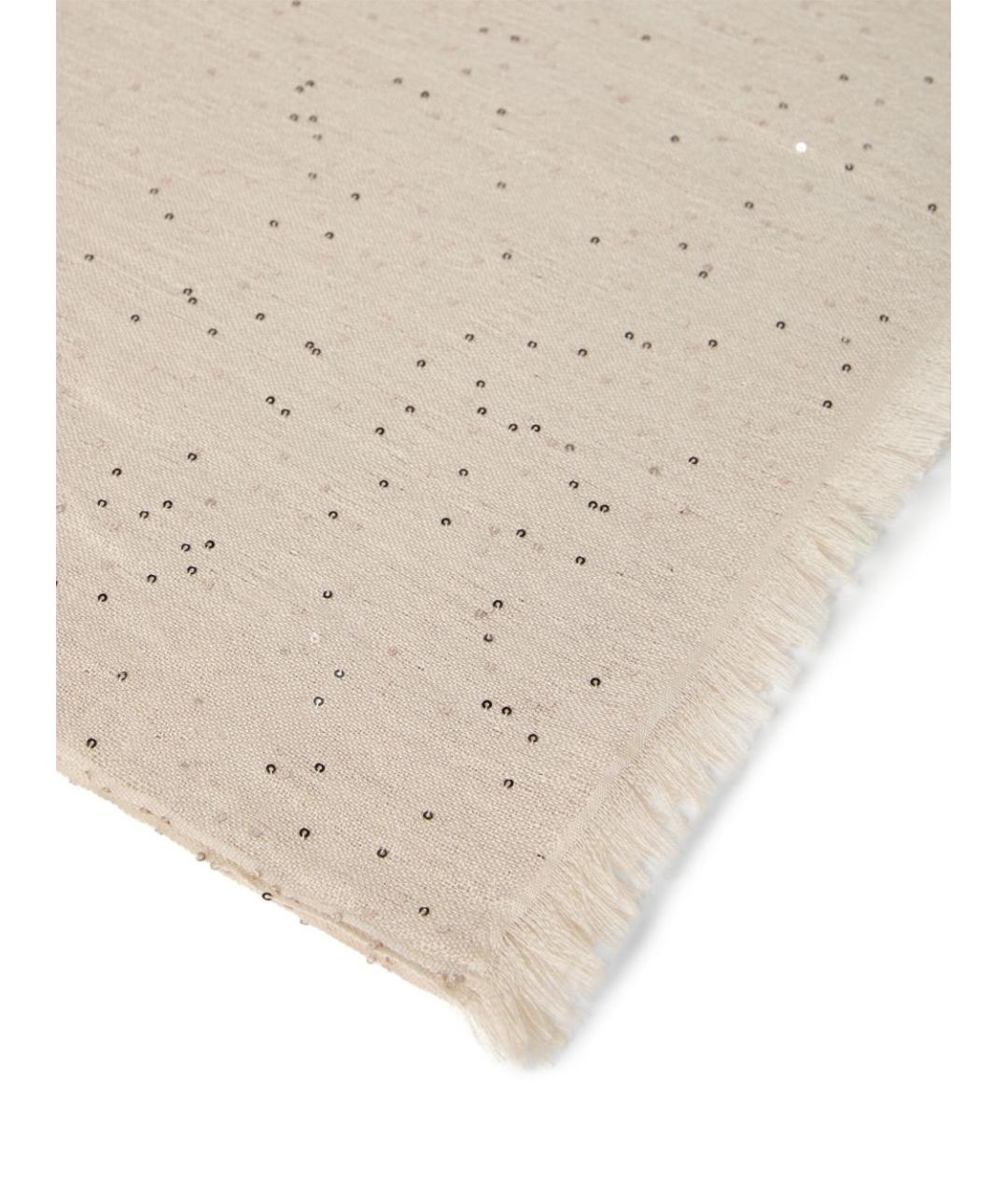 BRUNELLO CUCINELLI Бежевый кашемировый шарф, фото 4