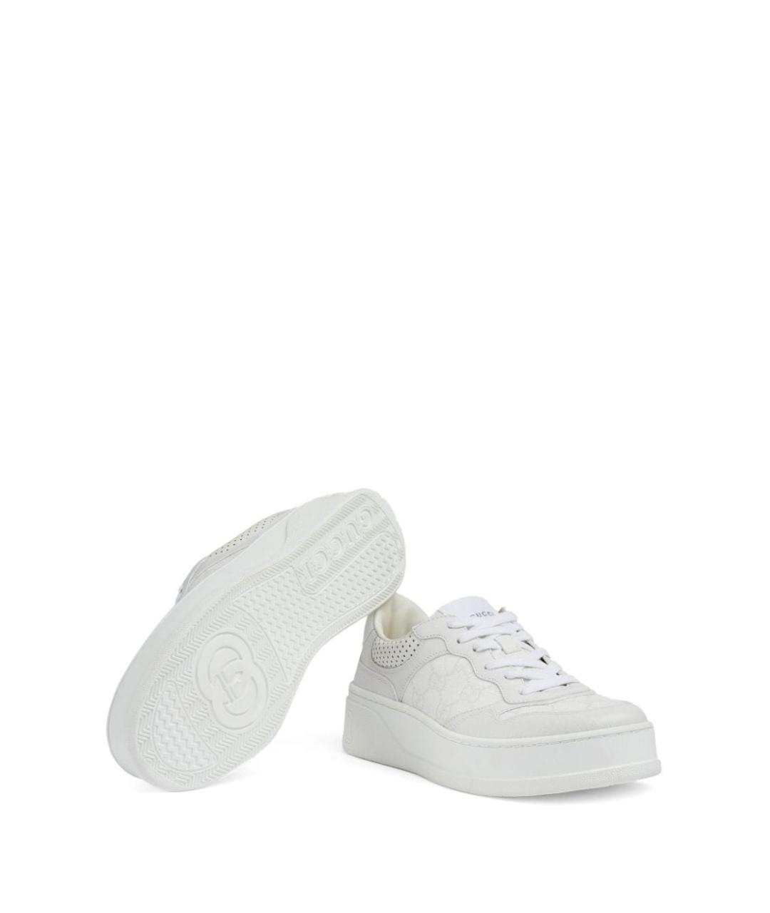 GUCCI Белые кожаные кеды, фото 4
