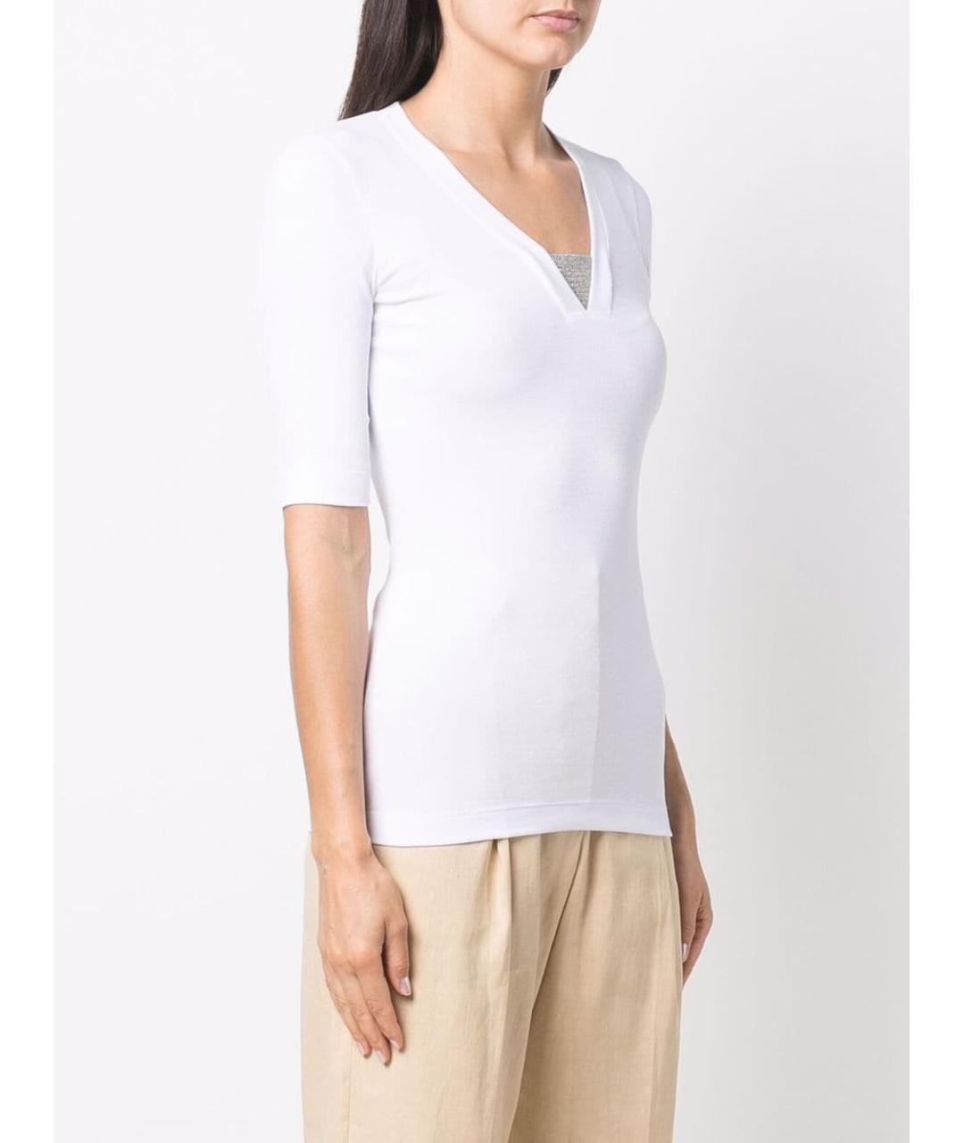 BRUNELLO CUCINELLI Белая хлопковая футболка, фото 5
