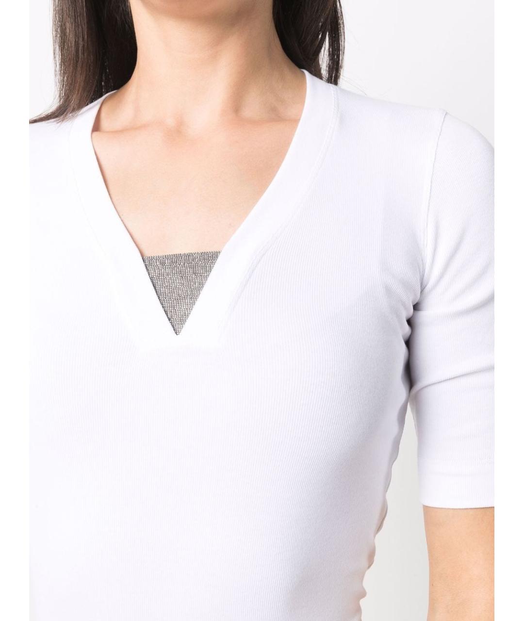 BRUNELLO CUCINELLI Белая хлопковая футболка, фото 4