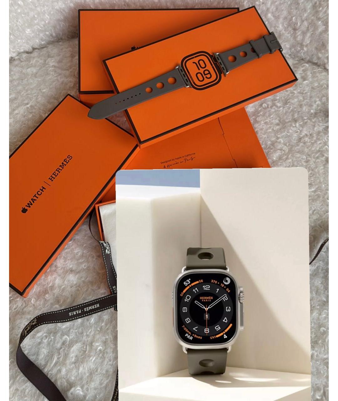 HERMES Серебряные титановые часы, фото 2