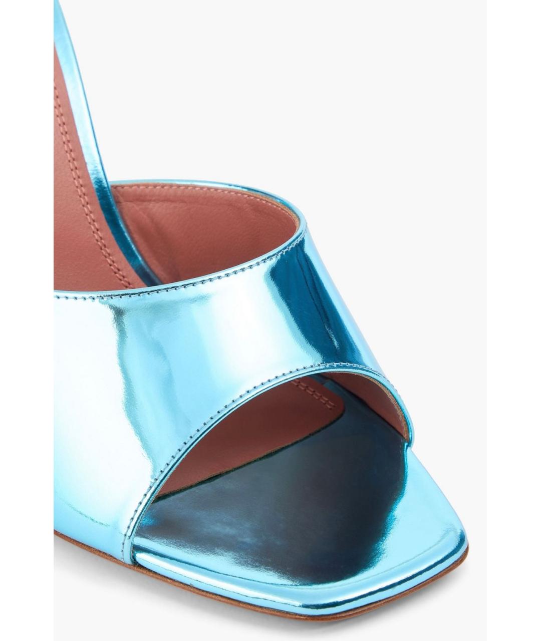 Amina Muaddi Голубые кожаные мюли, фото 4