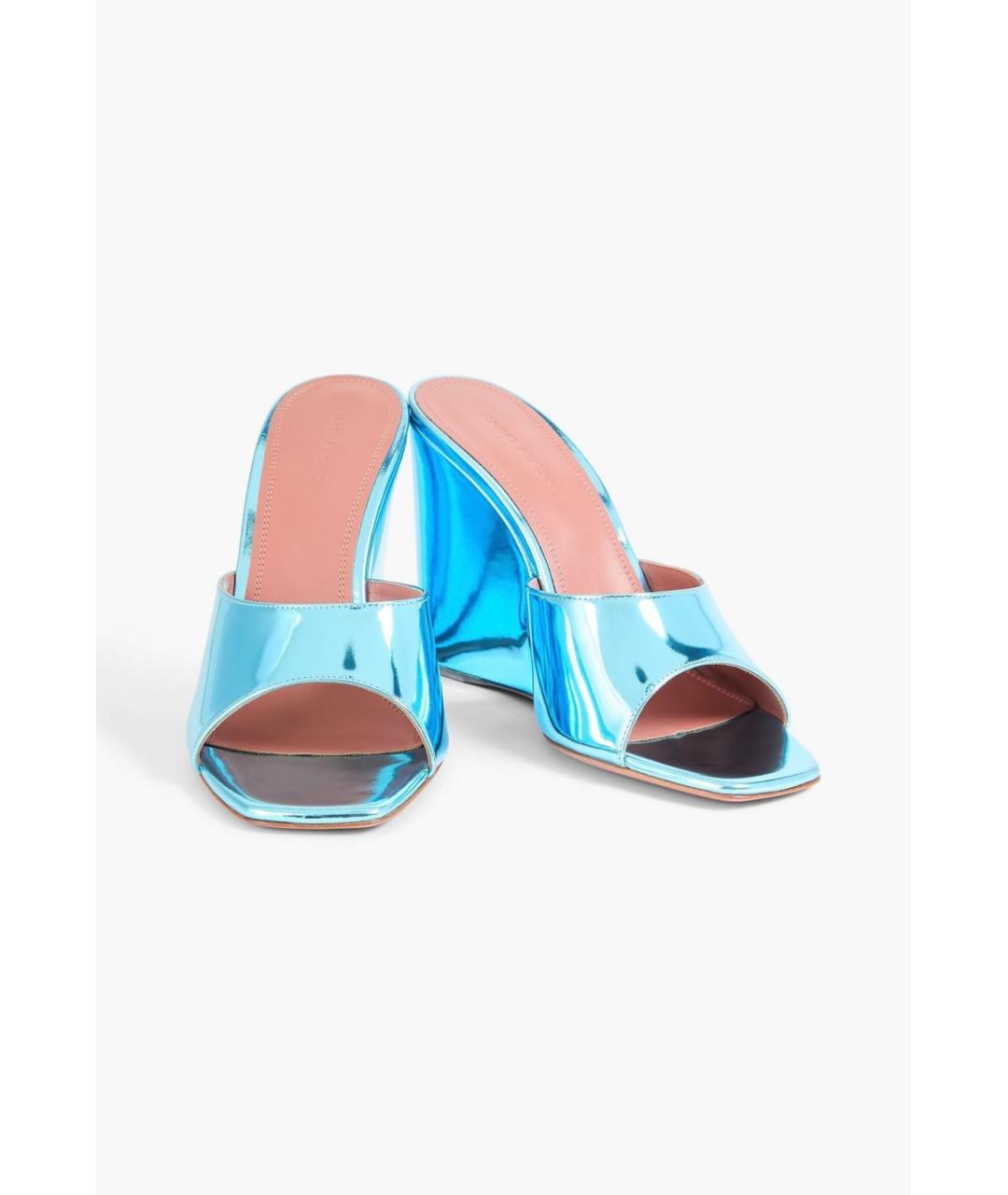 Amina Muaddi Голубые кожаные мюли, фото 2