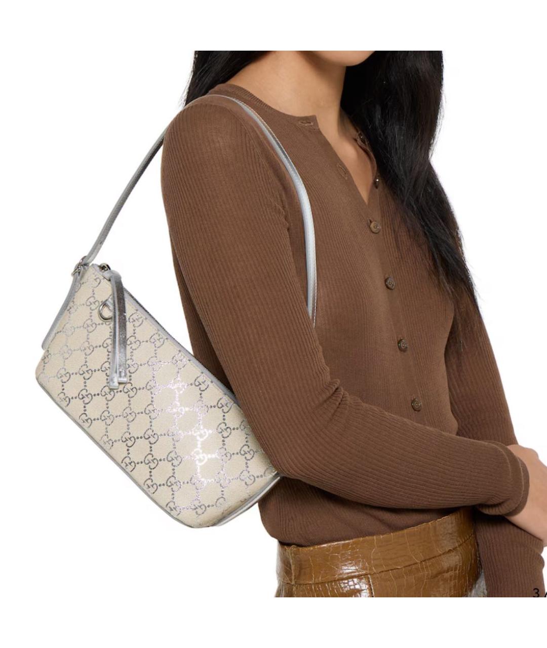 GUCCI Белая кожаная сумка с короткими ручками, фото 3