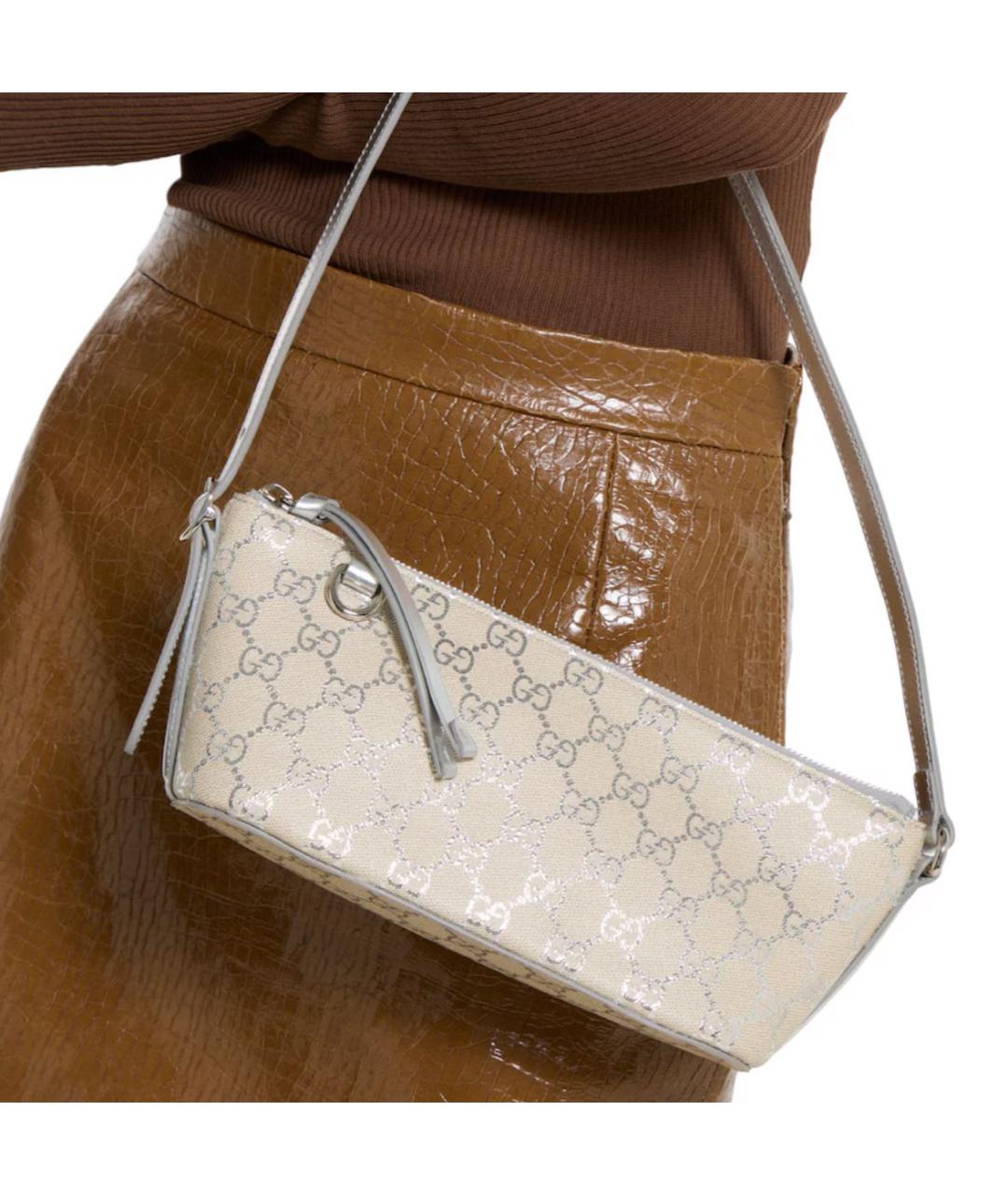 GUCCI Белая кожаная сумка с короткими ручками, фото 4
