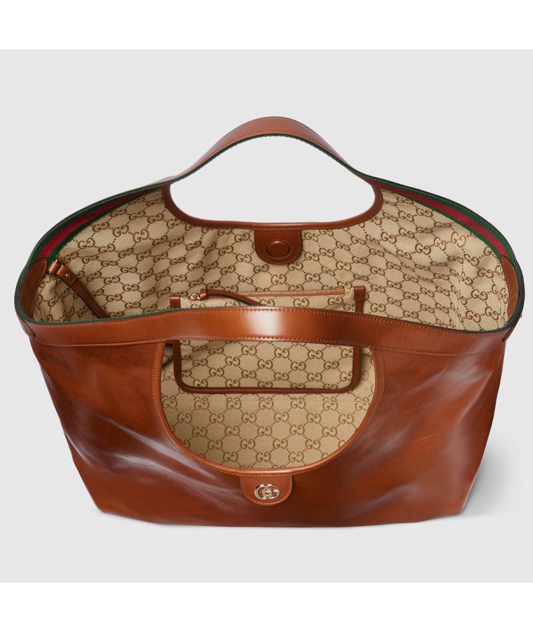 GUCCI Коричневая кожаная сумка с короткими ручками, фото 6