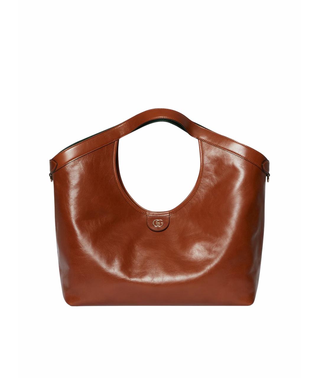 GUCCI Коричневая кожаная сумка с короткими ручками, фото 1