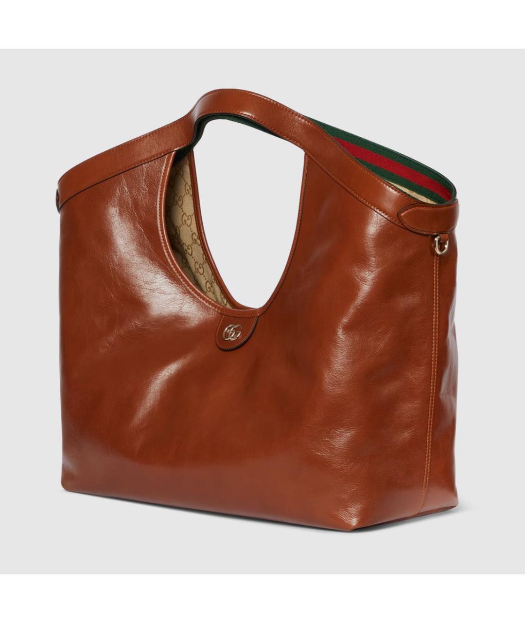 GUCCI Коричневая кожаная сумка с короткими ручками, фото 2