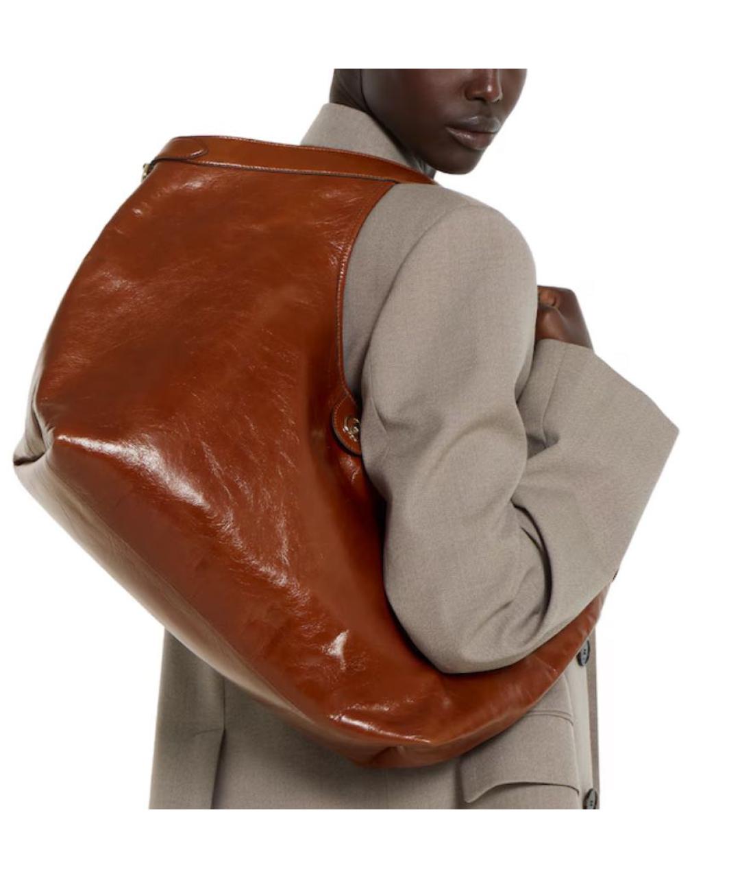 GUCCI Коричневая кожаная сумка с короткими ручками, фото 4