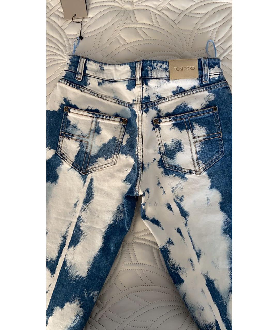 TOM FORD Голубые хлопко-эластановые джинсы слим, фото 3