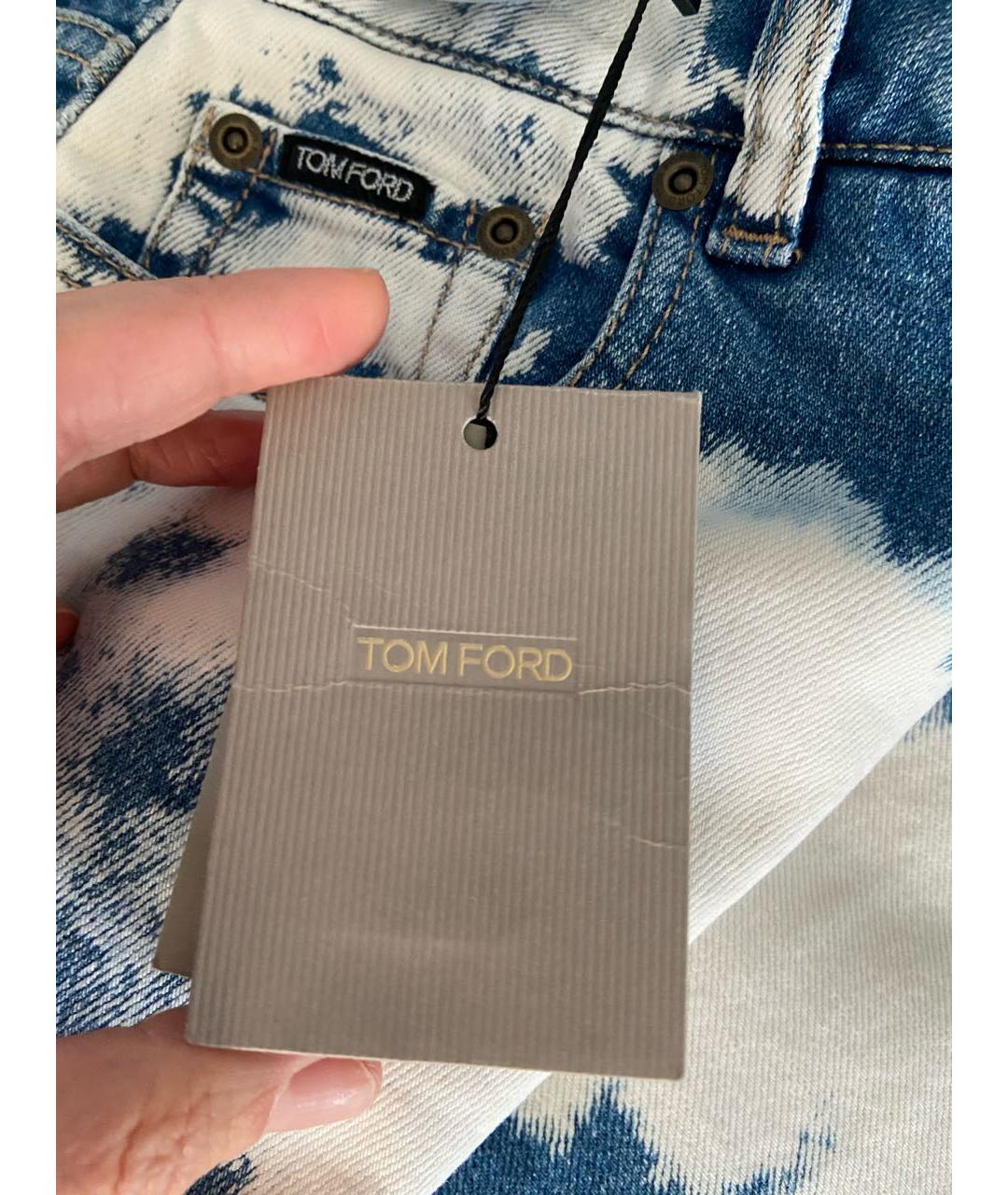 TOM FORD Голубые хлопко-эластановые джинсы слим, фото 4