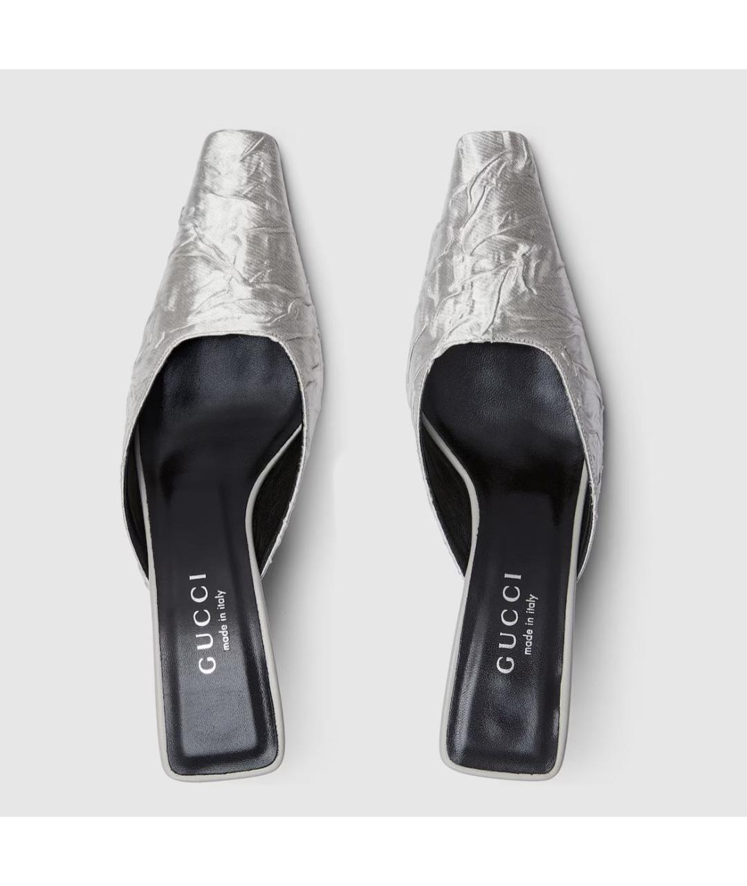 GUCCI Серебряные кожаные мюли, фото 4