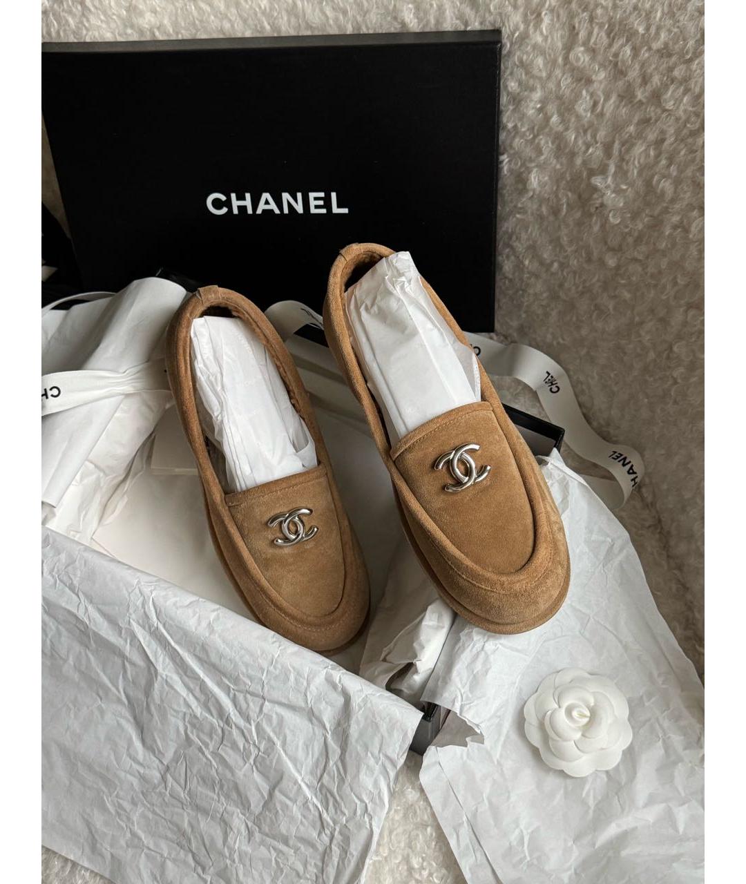 CHANEL Бежевые замшевые лоферы, фото 2