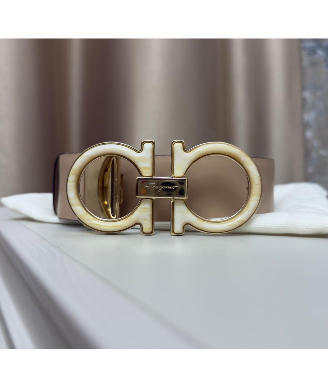 FERRAGAMO Бежевый кожаный ремень, фото 5
