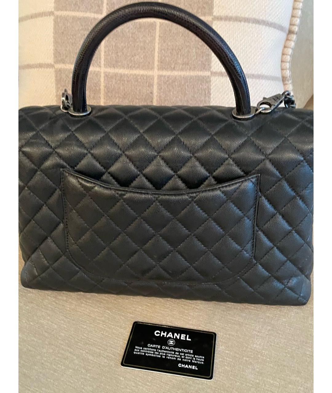 CHANEL Черная кожаная сумка с короткими ручками, фото 2