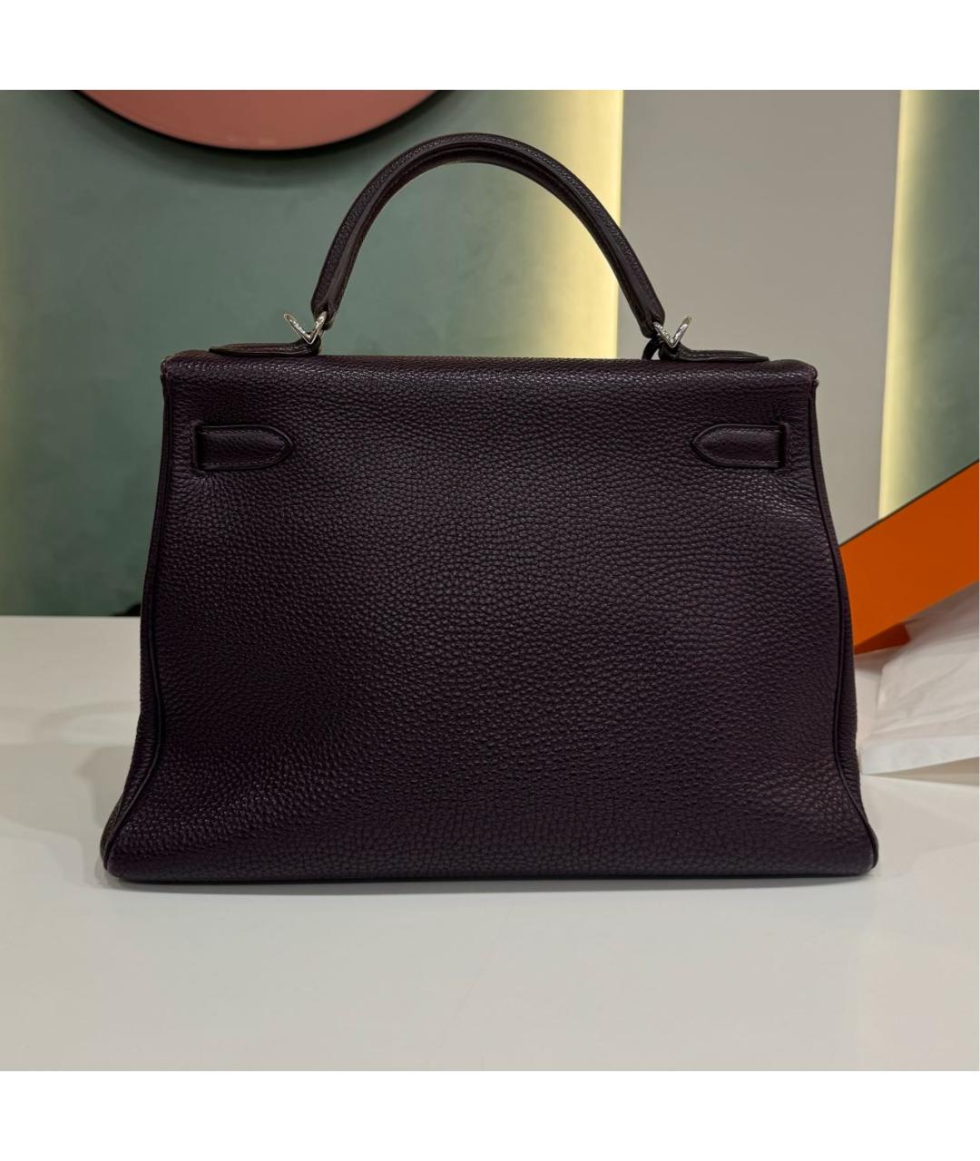 HERMES Фиолетовая кожаная сумка с короткими ручками, фото 2
