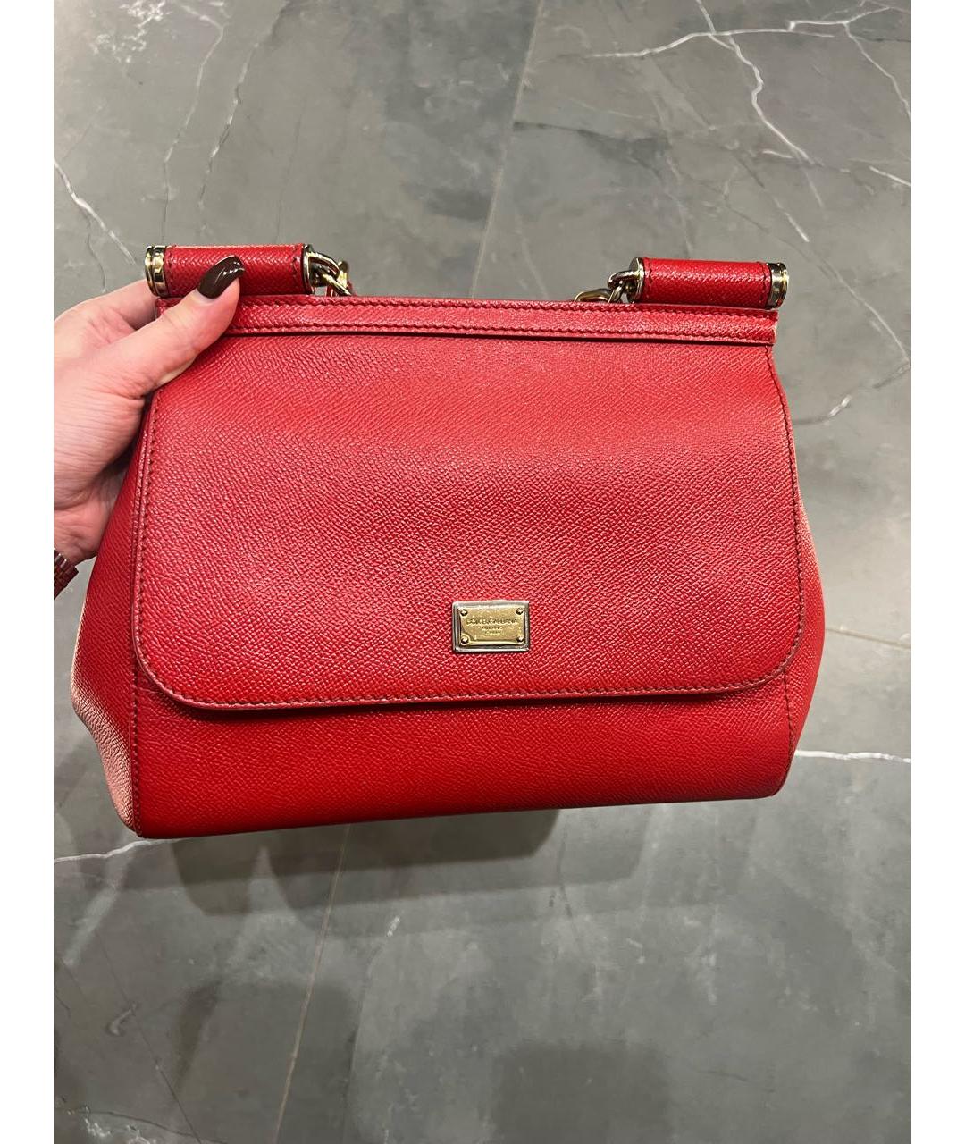 DOLCE&GABBANA Красная кожаная сумка через плечо, фото 4