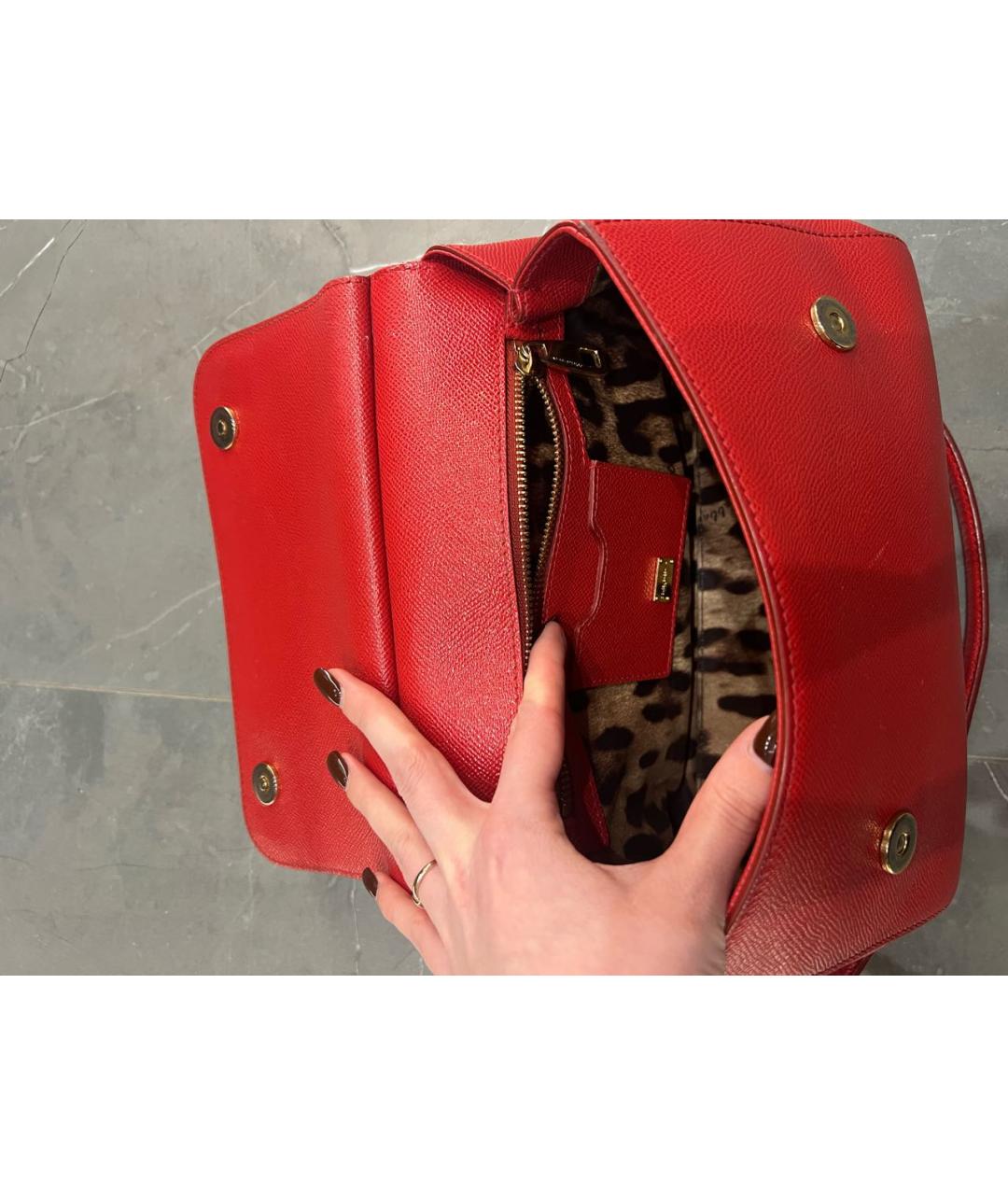 DOLCE&GABBANA Красная кожаная сумка через плечо, фото 6