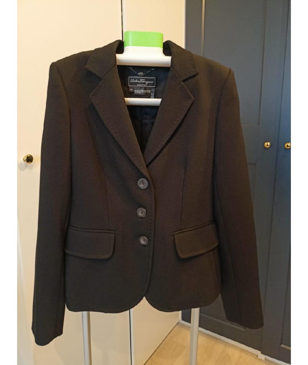 FERRAGAMO Черный шерстяной жакет/пиджак, фото 7