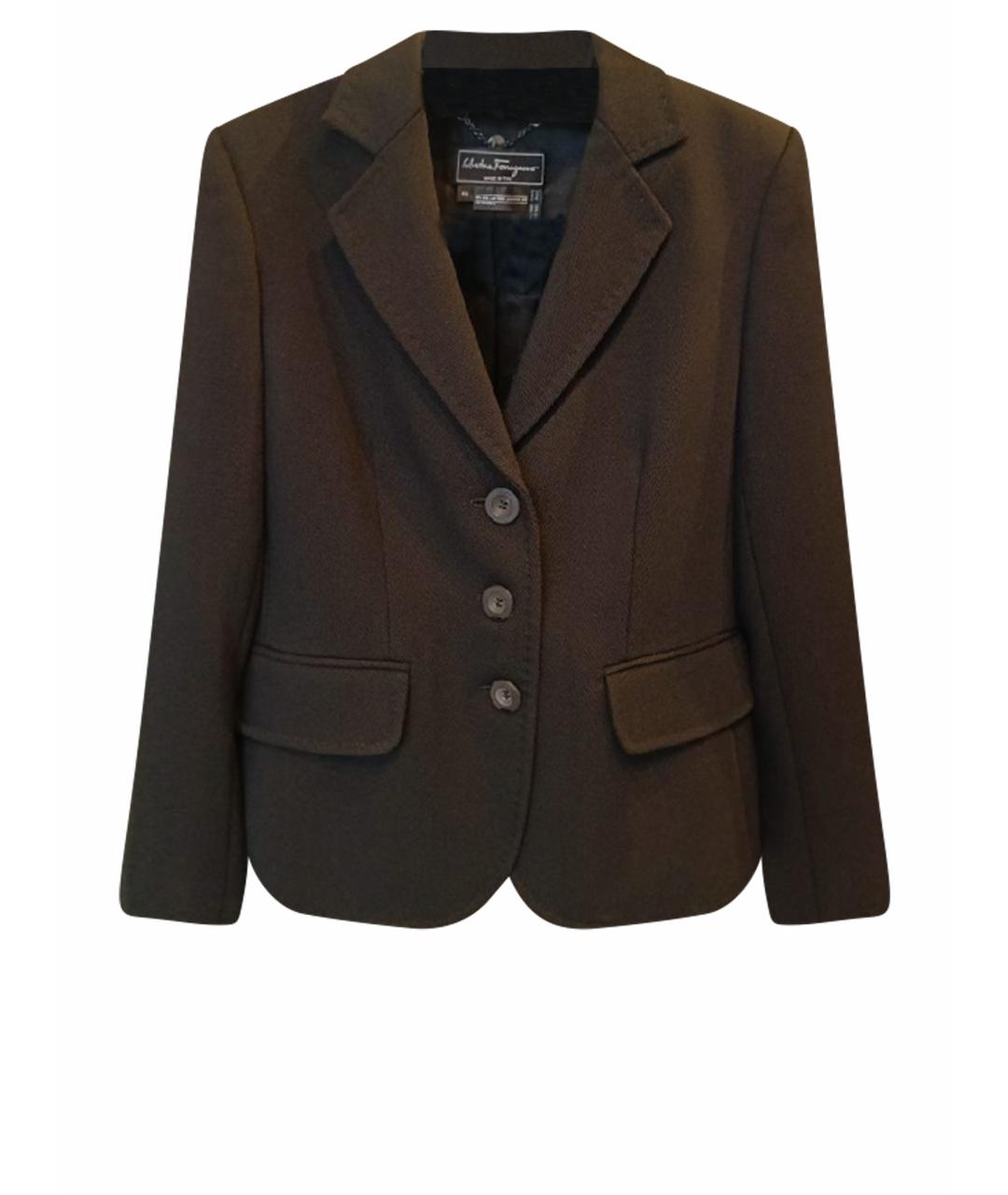 FERRAGAMO Черный шерстяной жакет/пиджак, фото 1