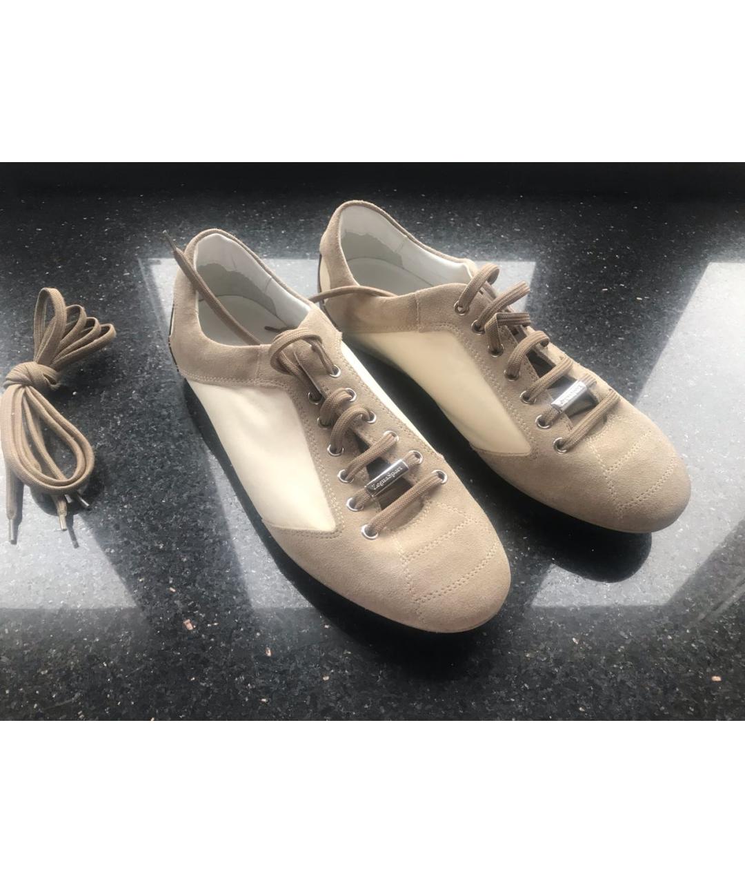 ERMENEGILDO ZEGNA XXX Бежевые кожаные туфли, фото 2