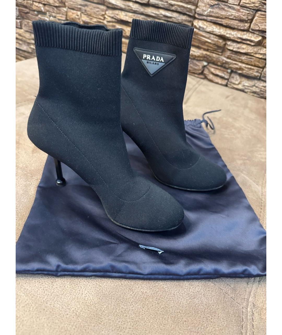 PRADA Черные текстильные ботильоны, фото 3