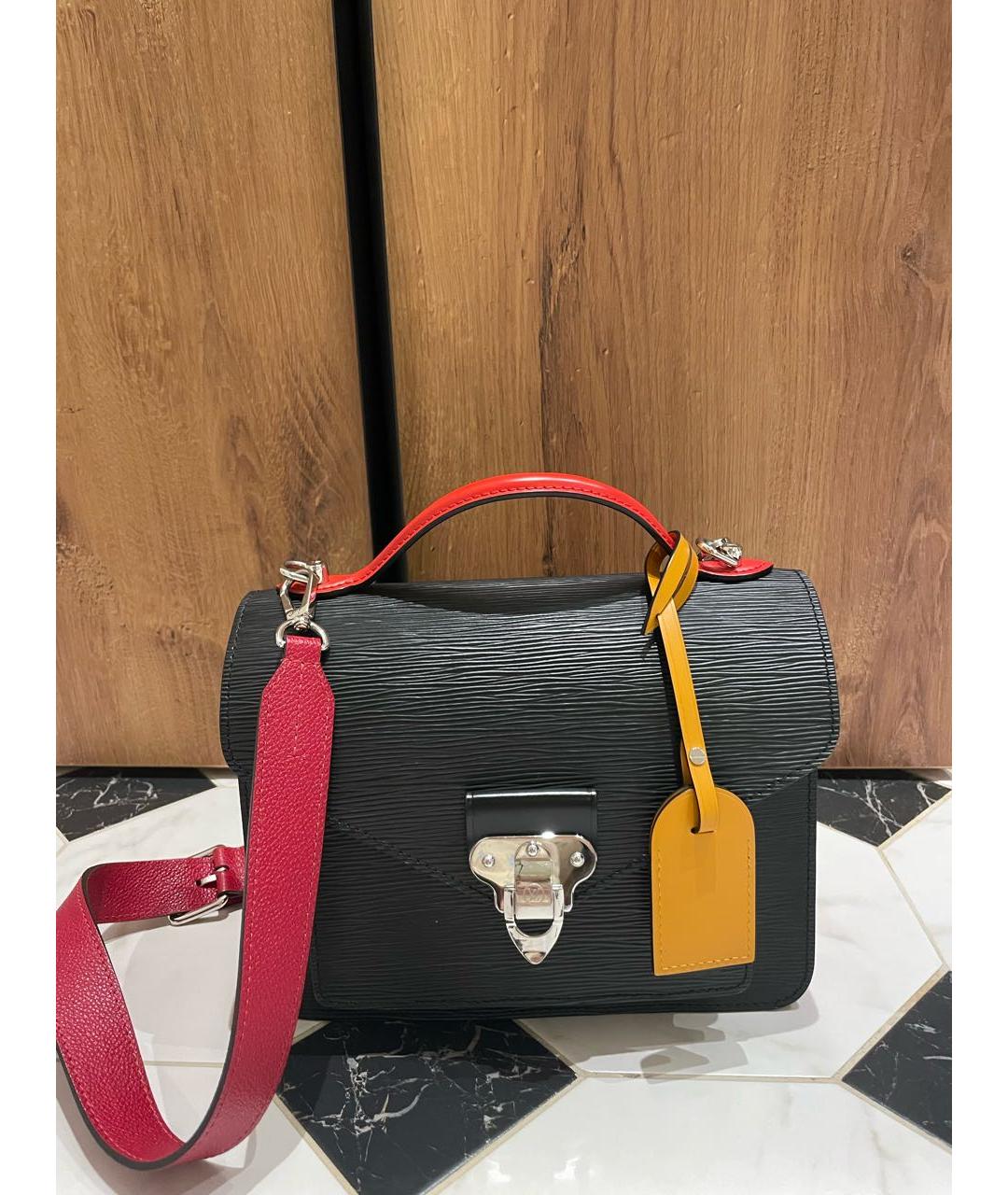 LOUIS VUITTON Черная кожаная сумка через плечо, фото 8