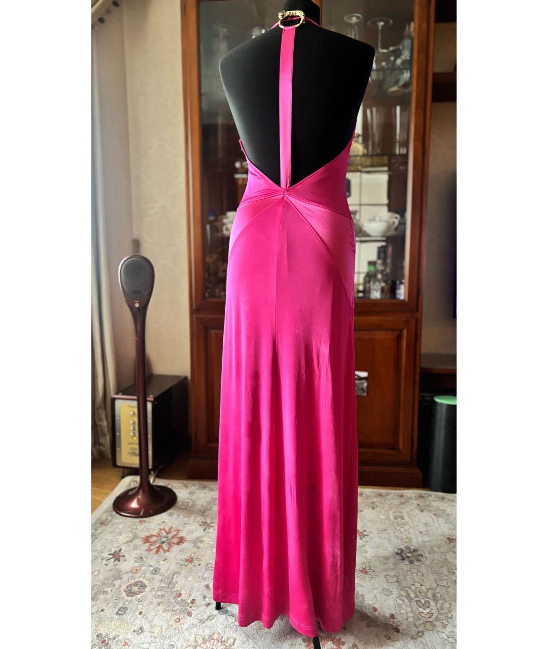 CAVALLI CLASS Розовое вискозное вечернее платье, фото 3