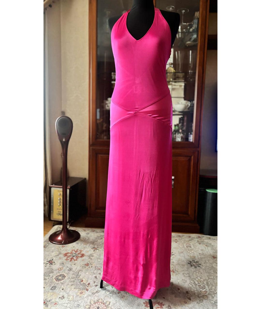 CAVALLI CLASS Розовое вискозное вечернее платье, фото 9