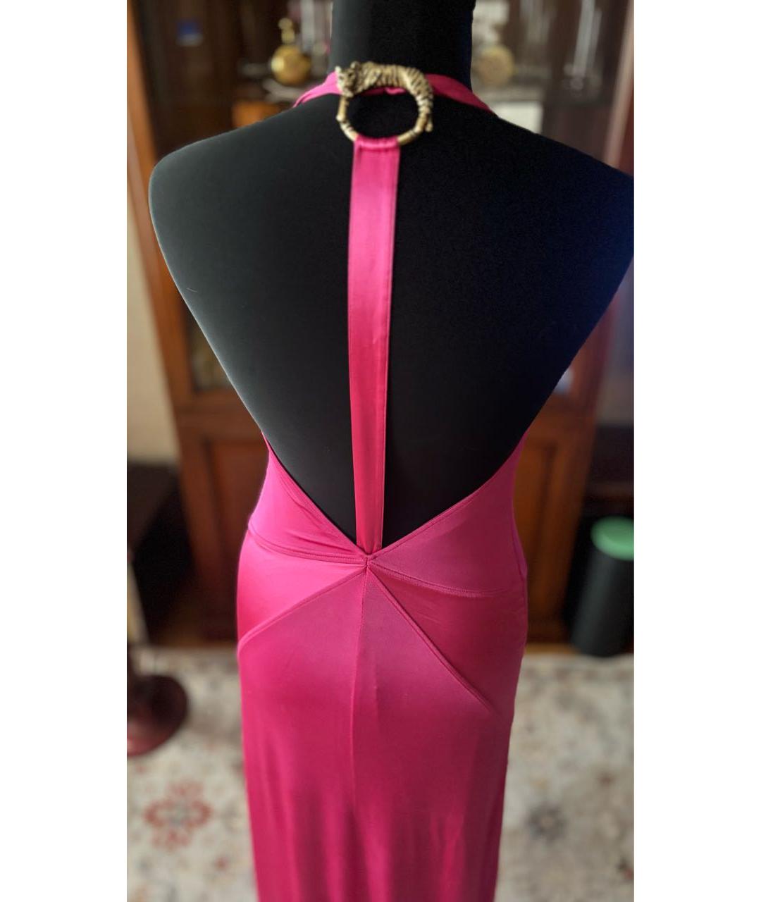 CAVALLI CLASS Розовое вискозное вечернее платье, фото 4