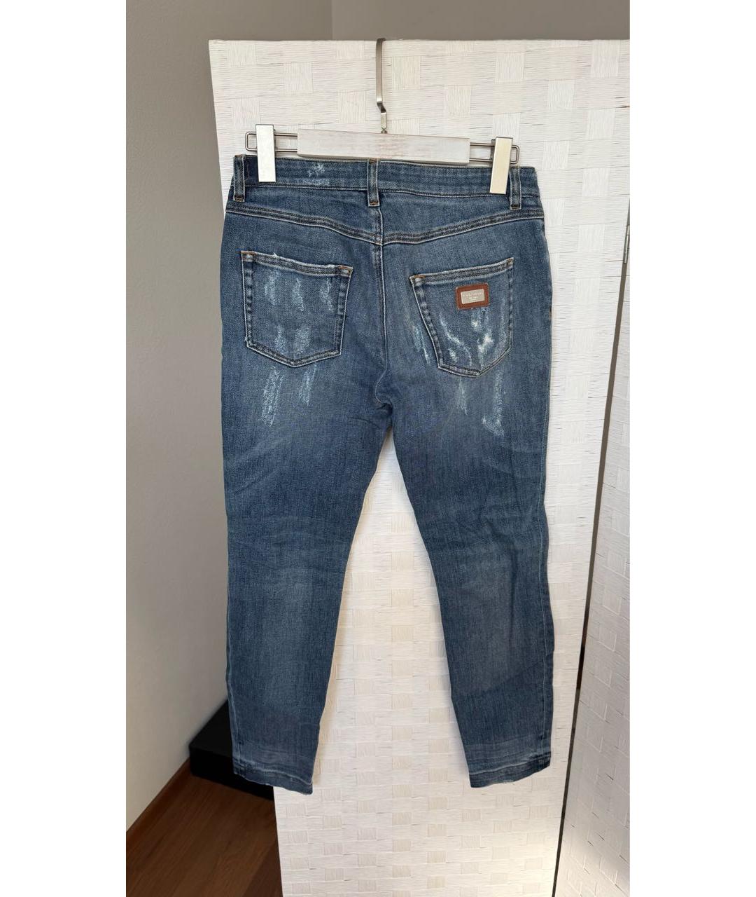 DOLCE&GABBANA Синие хлопко-эластановые джинсы слим, фото 2