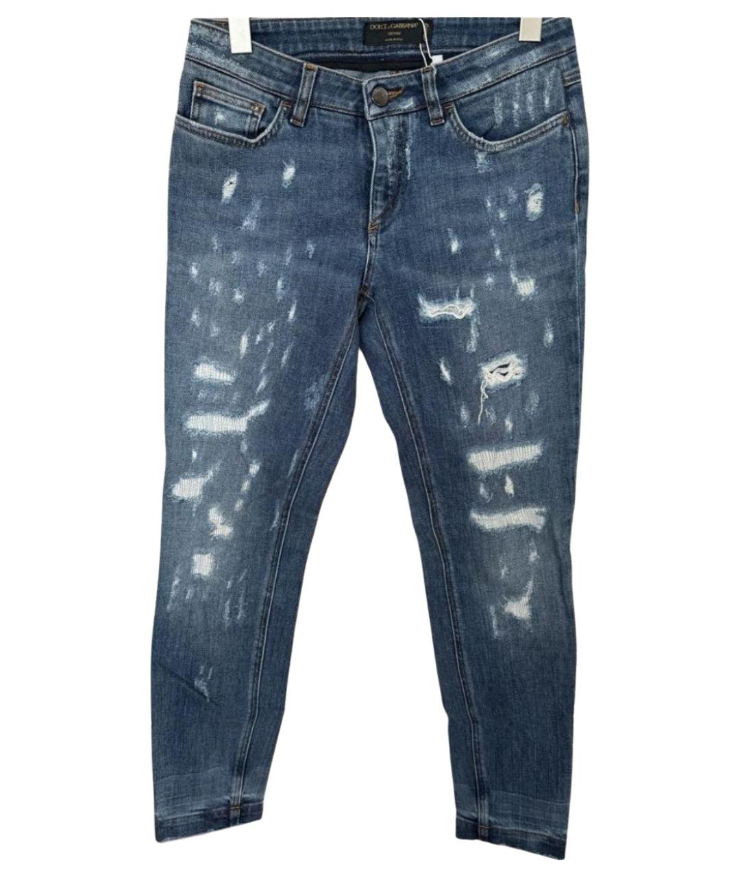 DOLCE&GABBANA Синие хлопко-эластановые джинсы слим, фото 1
