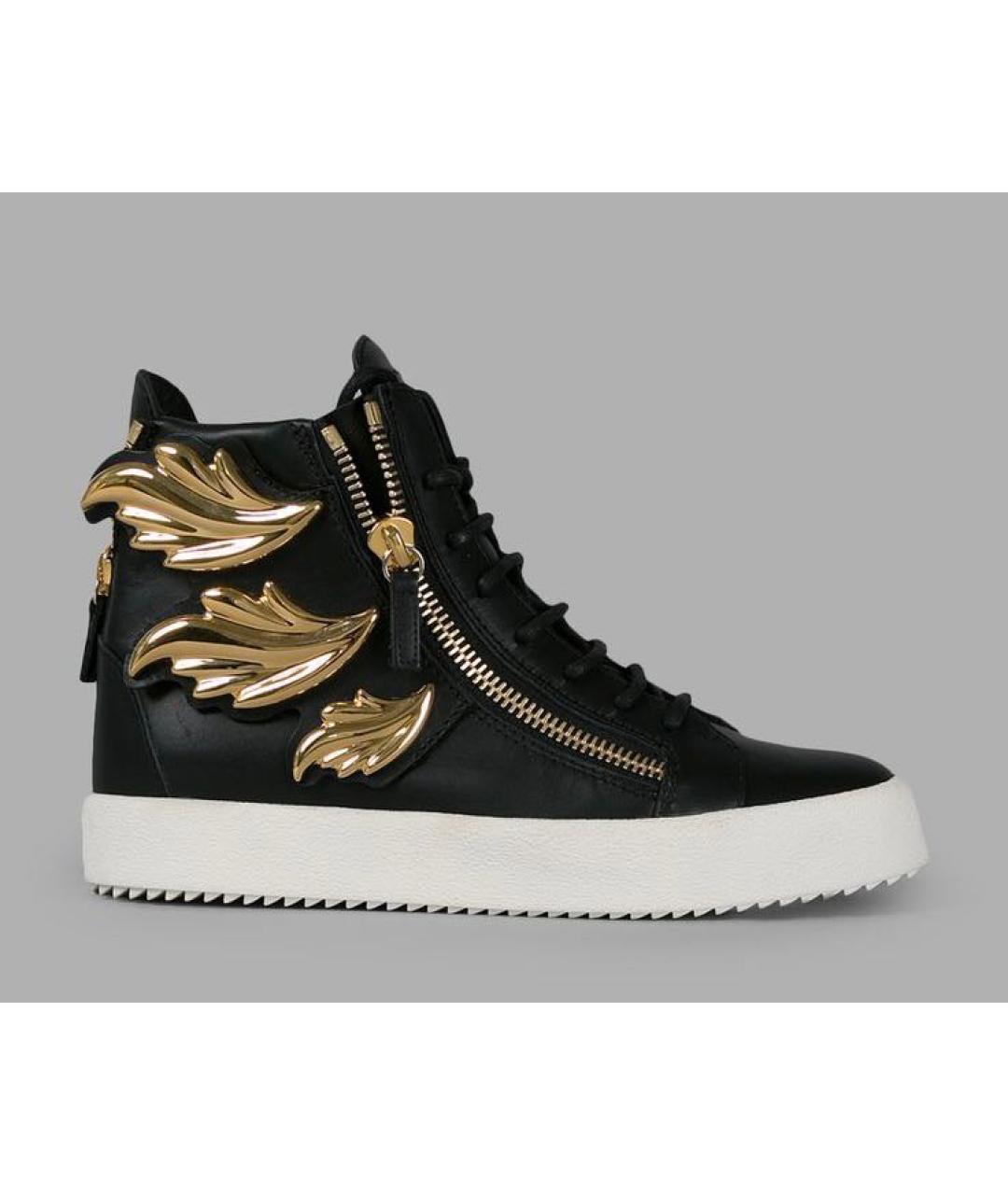 GIUSEPPE ZANOTTI DESIGN Черные кожаные высокие кроссовки / кеды, фото 9