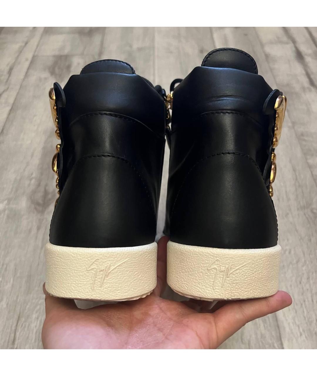 GIUSEPPE ZANOTTI DESIGN Черные кожаные высокие кроссовки / кеды, фото 7