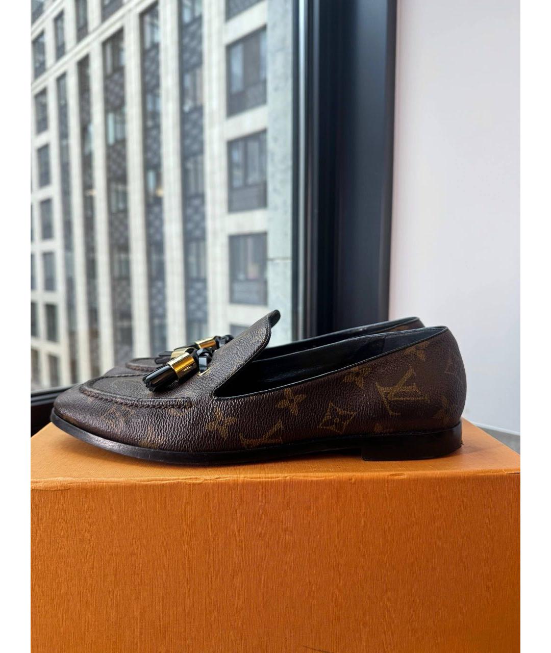 LOUIS VUITTON Коричневые лоферы, фото 7
