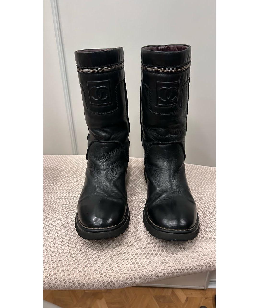 CHANEL Черные кожаные ботинки, фото 3