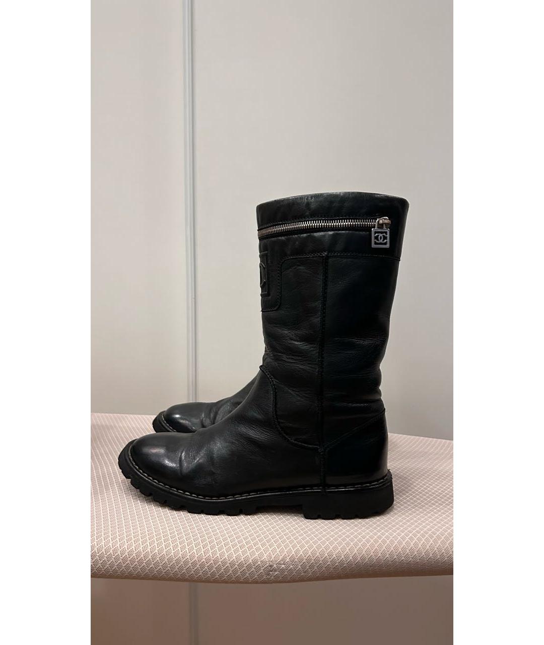 CHANEL Черные кожаные ботинки, фото 5