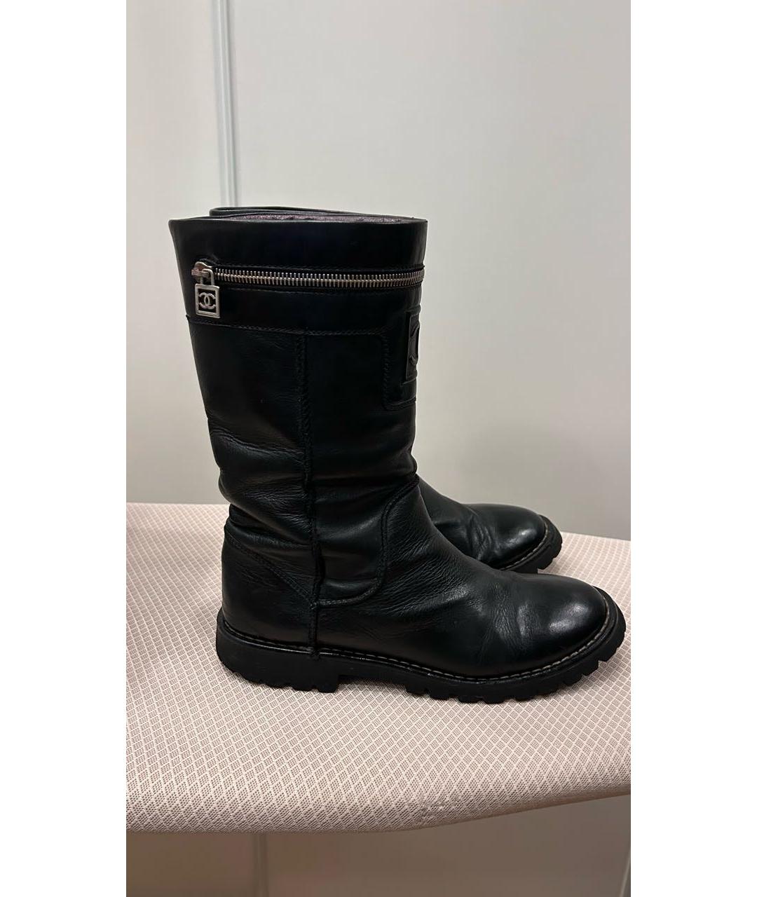 CHANEL Черные кожаные ботинки, фото 8