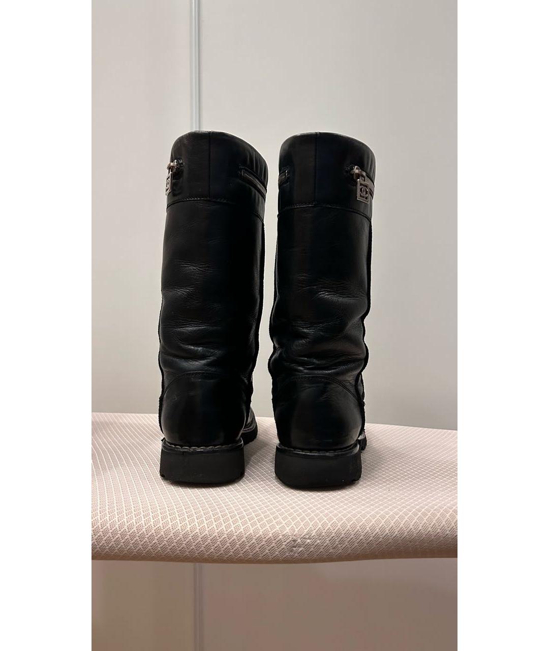 CHANEL Черные кожаные ботинки, фото 4