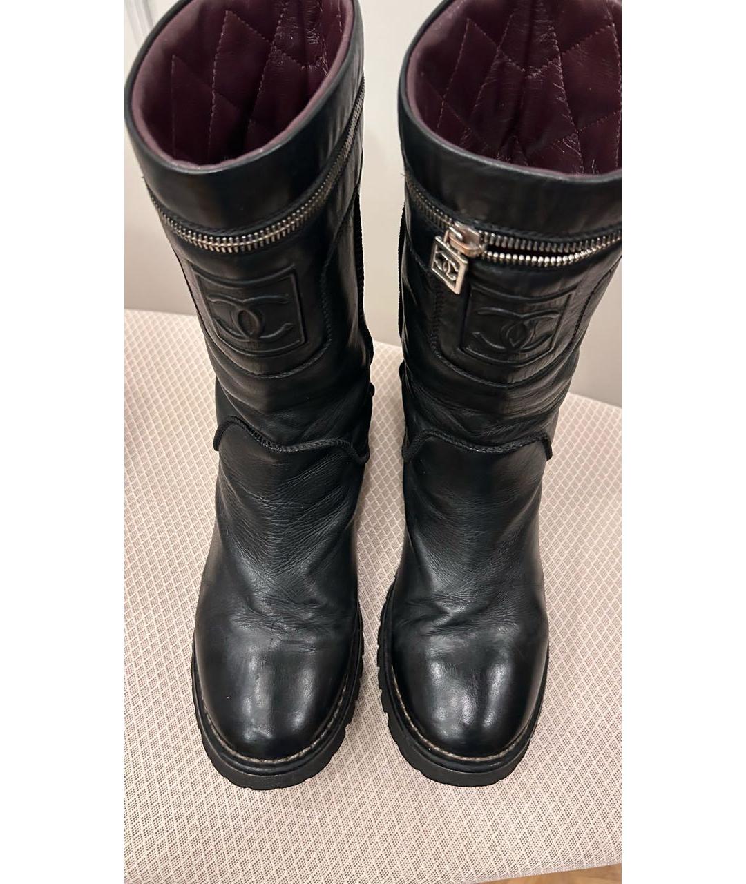 CHANEL Черные кожаные ботинки, фото 7