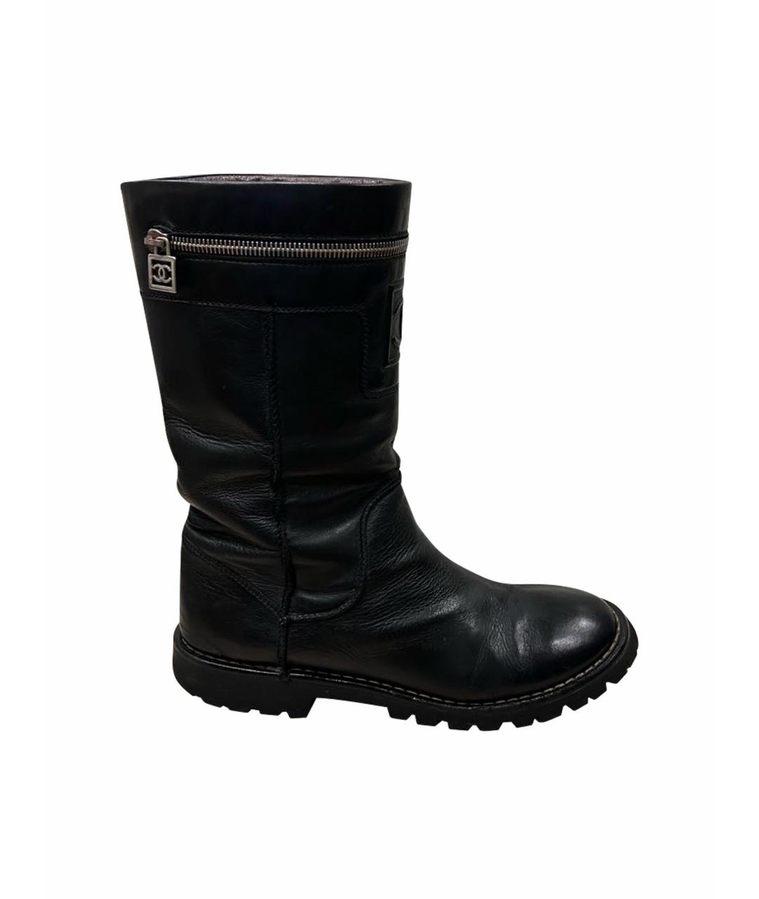 CHANEL Черные кожаные ботинки, фото 1