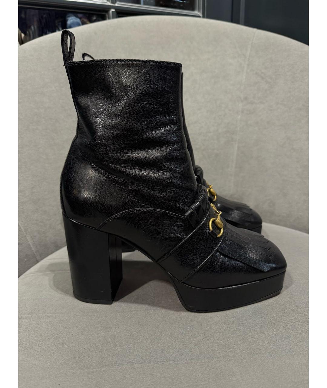 GUCCI Черные кожаные ботильоны, фото 7