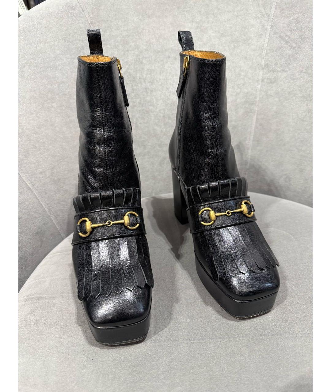 GUCCI Черные кожаные ботильоны, фото 2