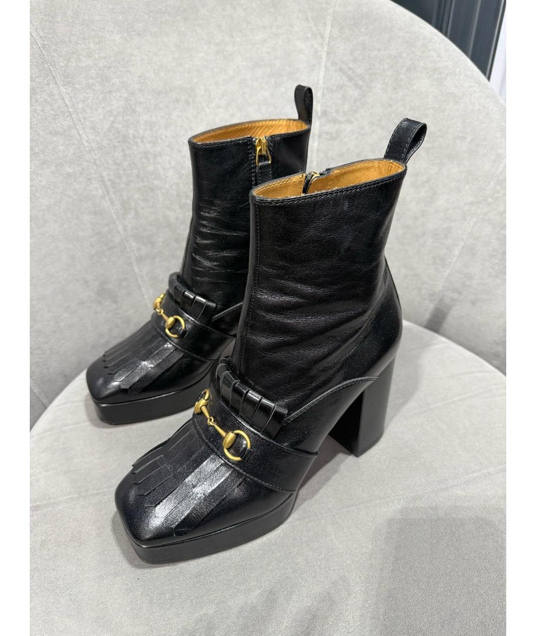 GUCCI Черные кожаные ботильоны, фото 3