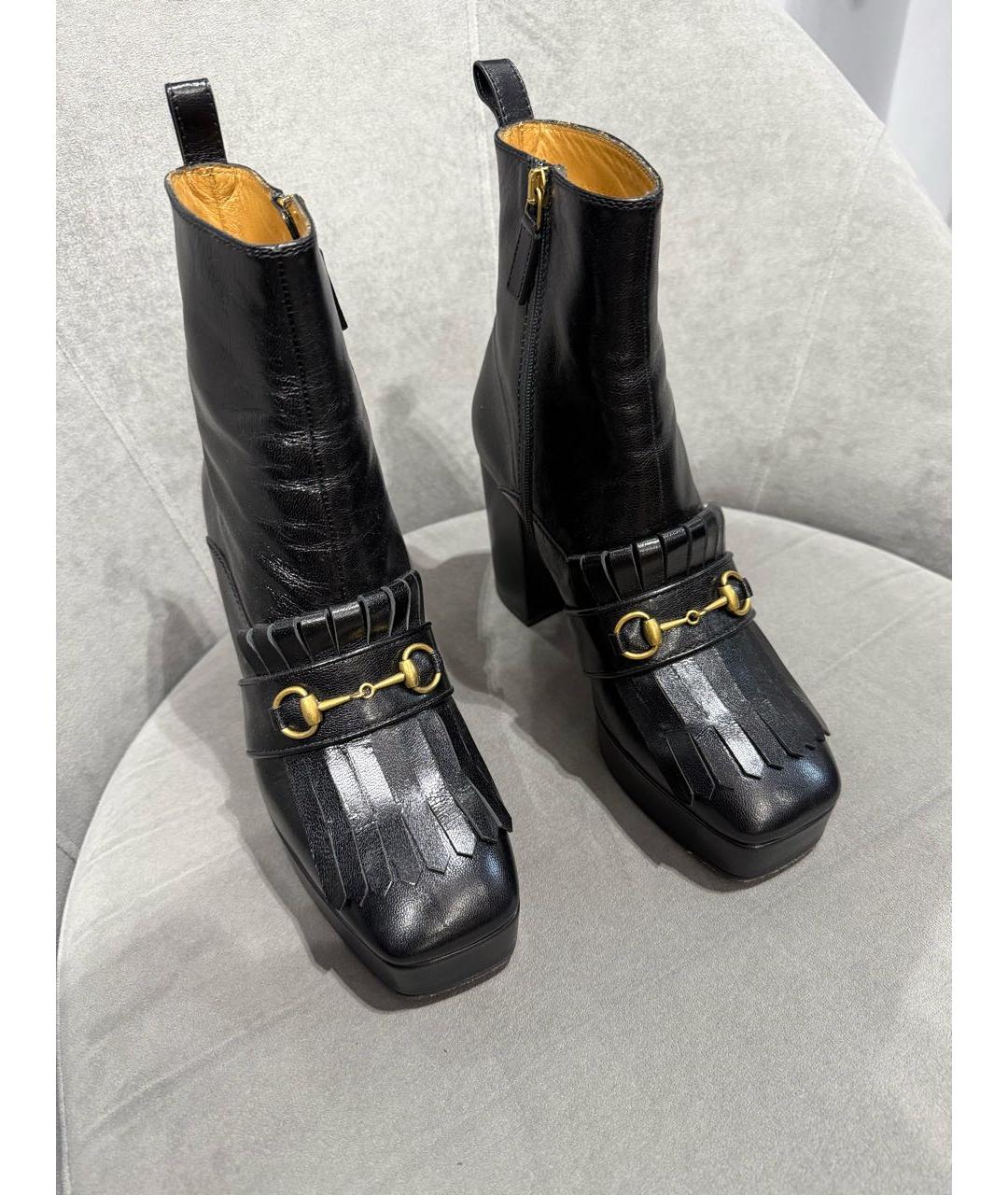 GUCCI Черные кожаные ботильоны, фото 6