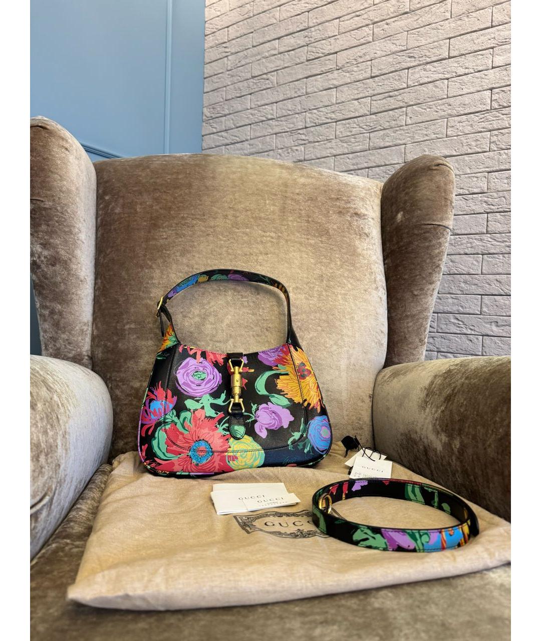 GUCCI Черная кожаная сумка через плечо, фото 8