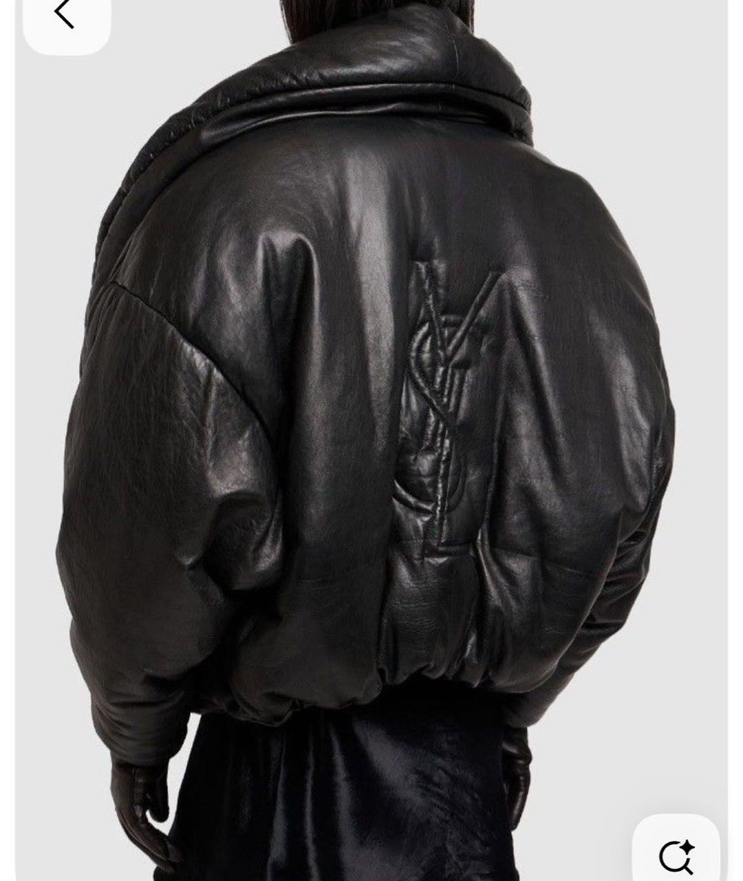 SAINT LAURENT Черный кожаный пуховик, фото 2